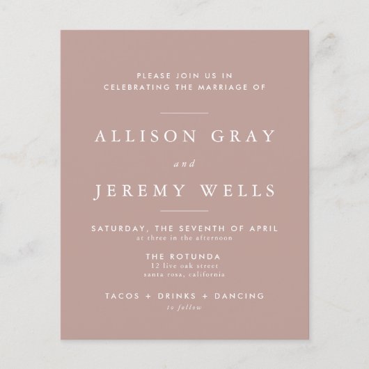 Modern Dusty Wedding Invitation (Voorkant)