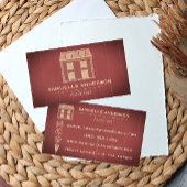 Modern Dusty Wine-Red Wood Architect Construction Visitekaartje