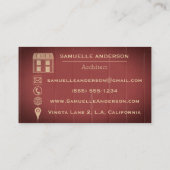 Modern Dusty Wine-Red Wood Architect Construction Visitekaartje (Achterkant)