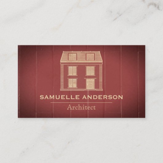 Modern Dusty Wine-Red Wood Architect Construction Visitekaartje (Voorkant)