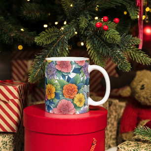 Modern dynamisch bloemenkunstpatroon koffiemok