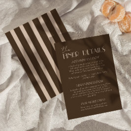 Modern Earth Brown Classy Fancy Wedding Details Informatiekaartje