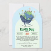 Modern Earth Day Event Blue Whale Kaart (Voorkant)