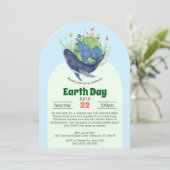 Modern Earth Day Event Blue Whale Kaart (Staand voorkant)