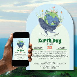 Modern Earth Day Event Blue Whale Kaart