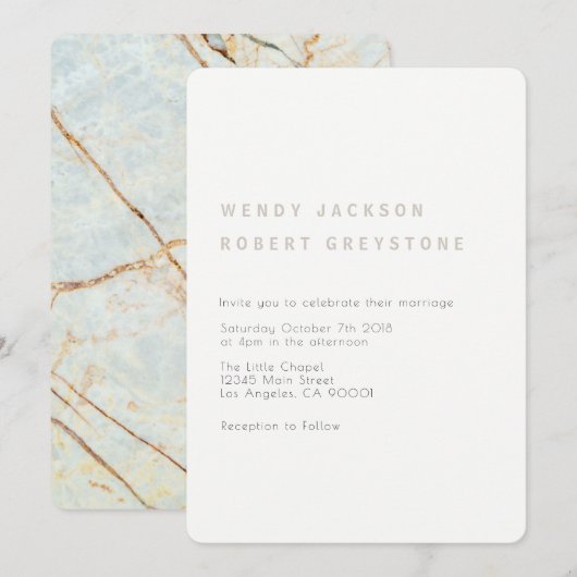 Modern Earth Marmer Wedding Invitation Kaart (Voorkant / Achterkant)