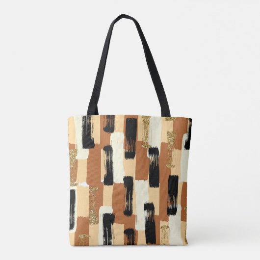 Modern Earth Tone Abstracte Brushstroke Canvas tas (Achterkant)