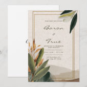 Modern Earth Tone Botanische minimalistische bruil Kaart (Voorkant / Achterkant)