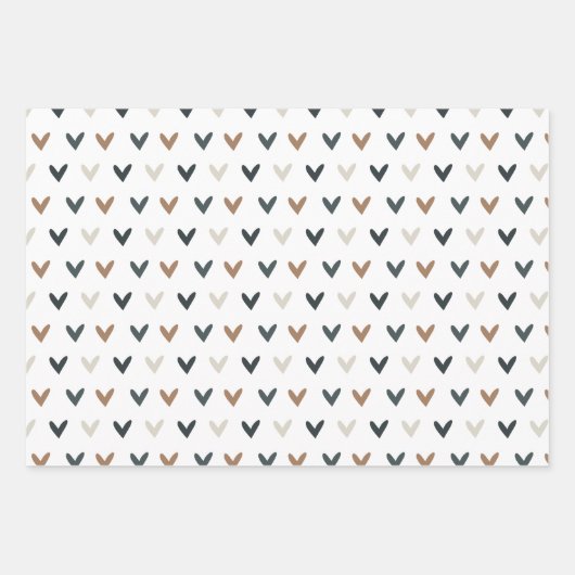 Modern Earth Tone Heart Pattern Inpakpapier Vel (Voorkant 3)
