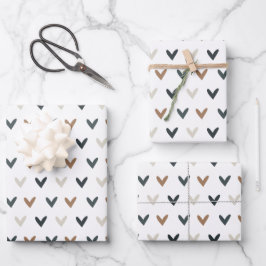 Modern Earth Tone Heart Pattern Inpakpapier Vel