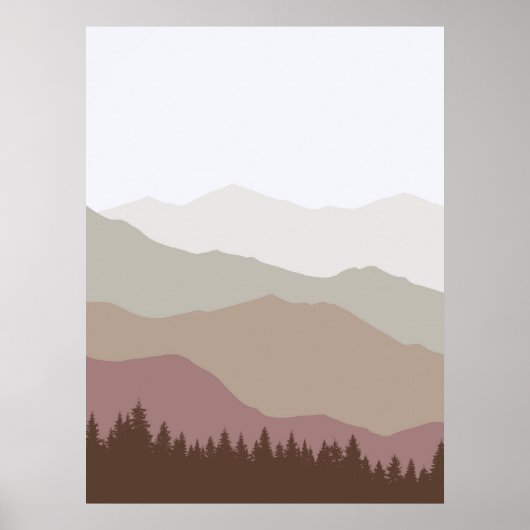 Modern Earth Tone Kleur Abstract Landschap Poster (Voorkant)