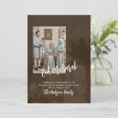 Modern Earth Tone Mosque Family Photo Eid Mubarak Feestdagenkaart (Staand voorkant)
