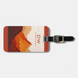 Modern Earth Tone Mountains Avontuur Monogram Bagagelabel