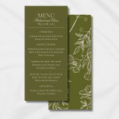 Modern Earth Tone Olive Green Wedding Diner Menu