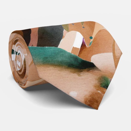 Modern Earth Tones Abstract Terracotta Brown Stropdas (Opgerold)