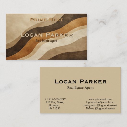 Modern Earth Tones Real Estate Agent Business Card Visitekaartje (Voorkant / Achterkant)