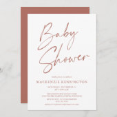 Modern Earth Tones Simple Script Baby shower Kaart (Voorkant / Achterkant)