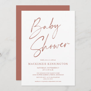 Modern Earth Tones Simple Script Baby shower Kaart
