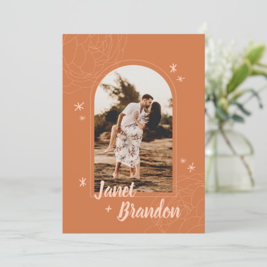 Modern Earthy Boho Minimalist Wedding Save The Date (Staand voorkant)