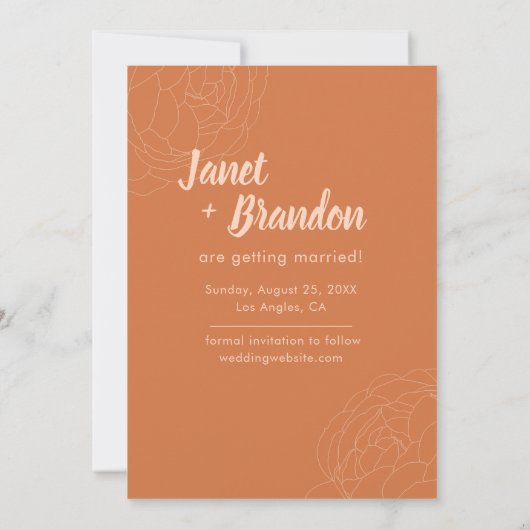 Modern Earthy Boho Minimalist Wedding Save The Date (Achterkant)