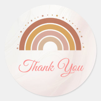 Modern Earthy Boho Rainbow Baby Shower Thank You Ronde Sticker