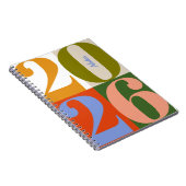Modern Earthy Bold Year Blocks Custom Title Notitieboek (Rechterzijde)