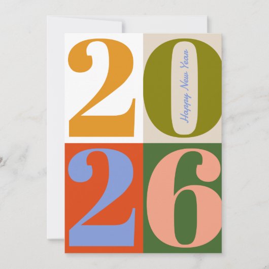 Modern Earthy Bold Year Blocks Happy New Year Feestdagenkaart (Voorkant)