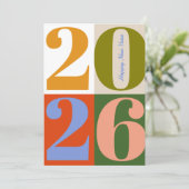 Modern Earthy Bold Year Blocks Happy New Year Feestdagenkaart (Staand voorkant)