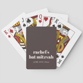 Modern Earthy Brown Bat Mitzvah Custom Favor Pokerkaarten