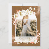 Modern Earthy Brown Coral Floral PHOTO BEDANKT U (Voorkant)