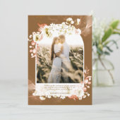 Modern Earthy Brown Coral Floral PHOTO BEDANKT U (Staand voorkant)