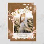 Modern Earthy Brown Coral Floral PHOTO BEDANKT U (Voorkant / Achterkant)