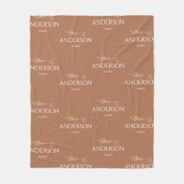 Modern Earthy Brown familienaam Fleece Deken