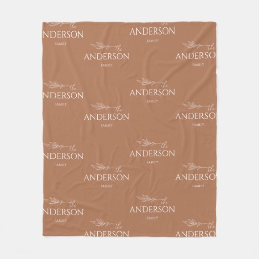 Modern Earthy Brown familienaam Fleece Deken (Voorkant)
