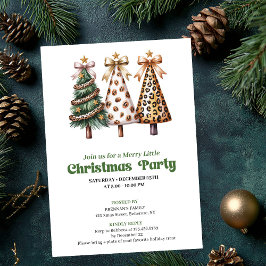 Modern earthy Christmas tree leopard design invite Kaart