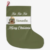 Modern earthy minimalist personalized christmas grote kerstsok (Voorkant)