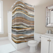 Modern Earthy Neutral Agate Stripes Douchegordijn (In situ)