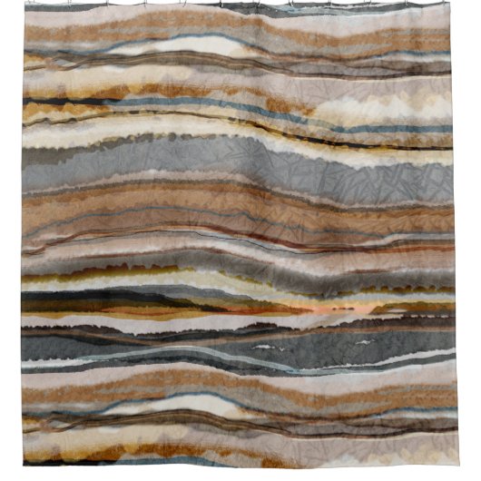Modern Earthy Neutral Agate Stripes Douchegordijn (Voorkant)