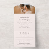 Modern Earthy Neutral Photo Wedding All In One Uitnodiging (Binnen)