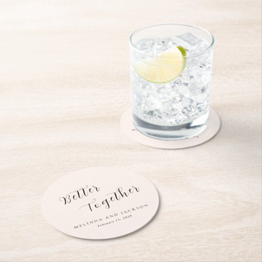 Modern Earthy Neutral Wedding Ronde Kartonnen Onderzetter (Insitu)