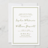 Modern Earthy Olive Green Wedding Invitation Kaart (Voorkant)