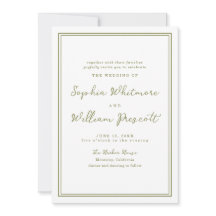 Modern Earthy Olive Green Wedding Invitation