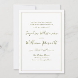 Modern Earthy Olive Green Wedding Invitation Kaart