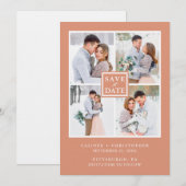 Modern Earthy Peach Photo Collage Save the Date (Voorkant / Achterkant)