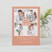Modern Earthy Peach Photo Collage Save the Date (Staand voorkant)