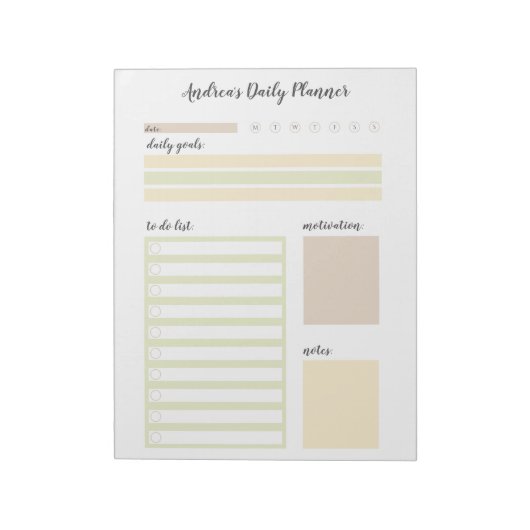 Modern Earthy Personalized Daily Planner Notitiebl Notitieblok (Linkerzijde)