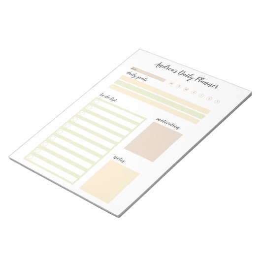 Modern Earthy Personalized Daily Planner Notitiebl Notitieblok (Schuin)