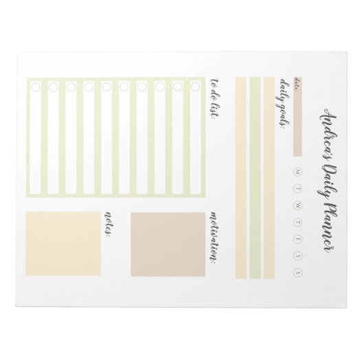 Modern Earthy Personalized Daily Planner Notitiebl Notitieblok (Voorkant)