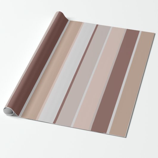 Modern Earthy Stripes Blush Mauve Taupe Cadeaupapier (Uitgerold)