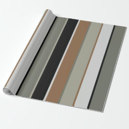 Modern Earthy Stripes Green Black Brown Cadeaupapier